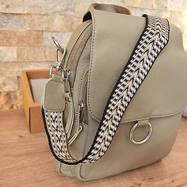 privezak ljubav vera nada: Ženski ruksak/torba – boja sage green - Materijal: premium koža u — 5