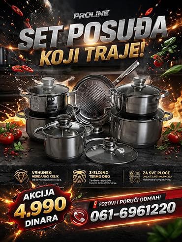 PROLINE set posuđa – set koji traje! - Materijal: vrhunski nerđajući na lalafo.rs PROLINE set posuđa – set koji traje! - Materijal: vrhunski nerđajući