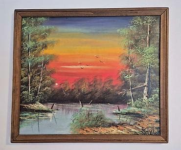 Stilski dekor: Umetnička slika na platnu – “Pejzaž prirode” - Dimenzije sa drvenim — 2