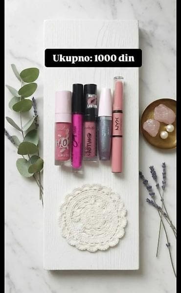 Set sjajeva/ruževa za usne – ukupno: 1000 din Sadržaj seta (6 kom): -