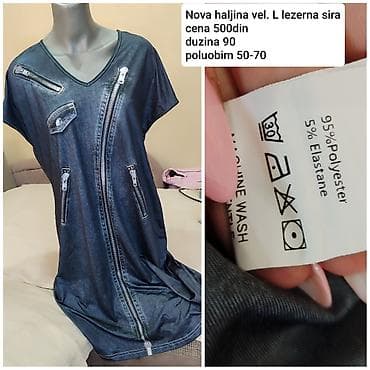 Lepota i nega: Ležerna haljina sa printom teksasa i rajsferšlusa - Kroj: širok — 2