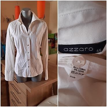 Muška obuća: Azzaro ženska košulja – bela, klasičnog kroja sa dugim rukavima i — 1