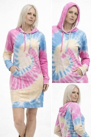 Haljina duks sa kapuljačom, tie-dye print - Model: haljina-duks