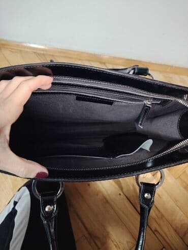 Venčanice i aksesoari: Elegantna ženska torba za posao/dokumenta – crna, visokog sjaja - — 2