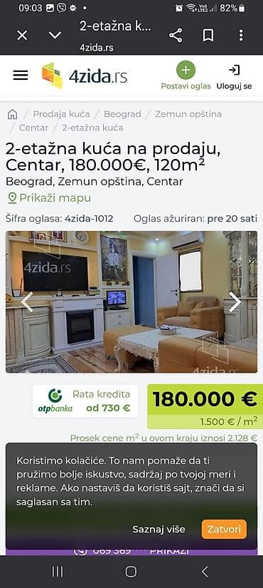 petrovac na mlavi nekretnine: Dvoetažna kuća, 120 m², Beograd – Zemun, Centar - Raspored: dve etaže — 2