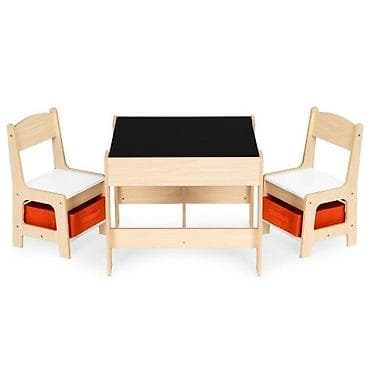 kupujem prodajem stolice: Dečiji set sto i 2 stolice sa tablom za pisanje Wood ECOTOYS Šifra — 5