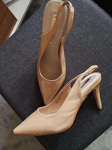 tn se: Elegantne ženske slingback štikle u bež/nude boji - Model: špicasti — 1