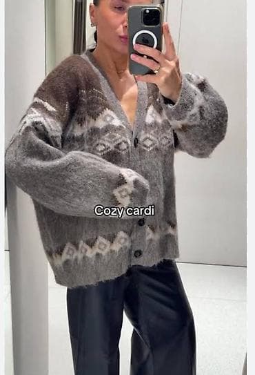 tri četvrt helanke: Pleteni kardigan “Cozy cardi” u sivim i braon tonovima sa — 1