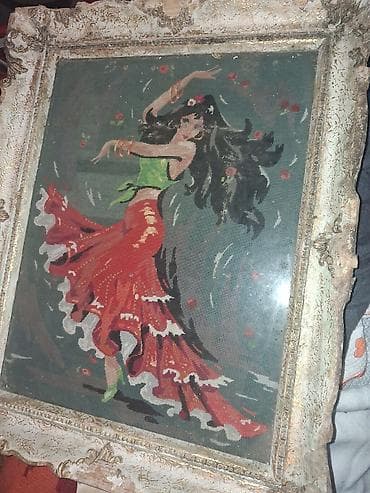 gobleni slike: Ručni goblen sa motivom cveća u pozlaćenom, dekorativnom ramu. - — 6