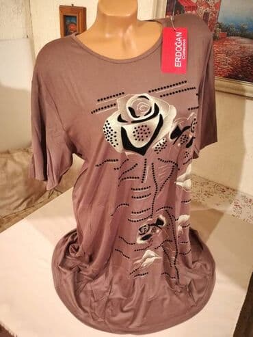 letnje tunike za punije: 2XL, Viskoza, Cvetni, bоја - Boja pudera — 4
