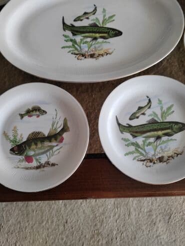 Tableware: Porcelanski servis za ribu – 7 delova - 1 veliki ovalni poslužavnik — 3