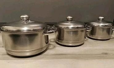 sve za kuhinju: Set od 3 inox lonaca sa poklopcima – “Classic Soup Pot” - Materijal — 3
