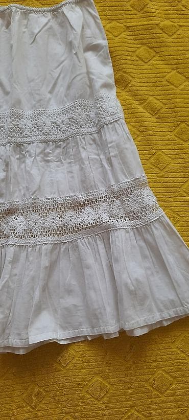 pepco suknja: Prelepa BOHO bela suknja sa hekčanim detaljima, od tankog pamučnog — 6