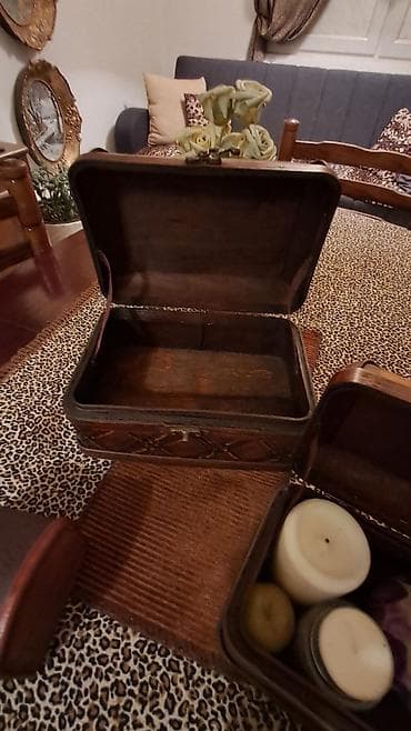 ogledalo nepravilnog oblika: Drvene kutije za odlaganje – dekorativni set - Materijal: puno drvo — 10