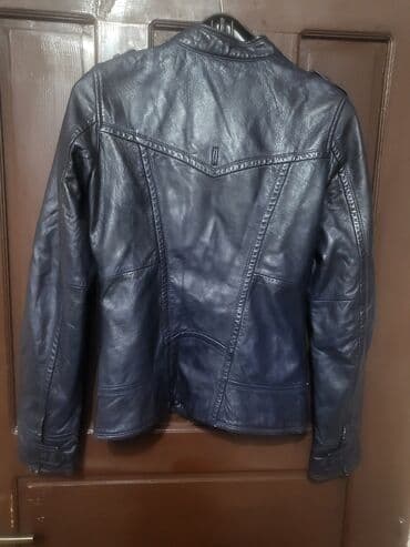 Jeans: Leather jacket Genuine leather, S (EU 48), Esprit, color - Blue — 1