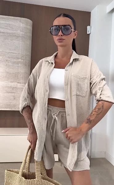 Kompleti: Dvodelni ženski komplet od muslina – košulja i šorts 3100 din — 9