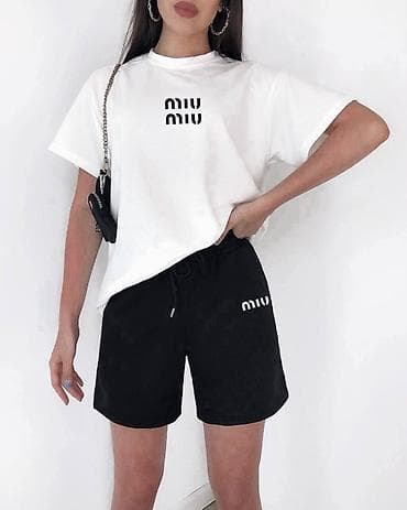 za trening: Komplet majica + šorc “MIU”postijan print. -Oversized majica kratkih — 8