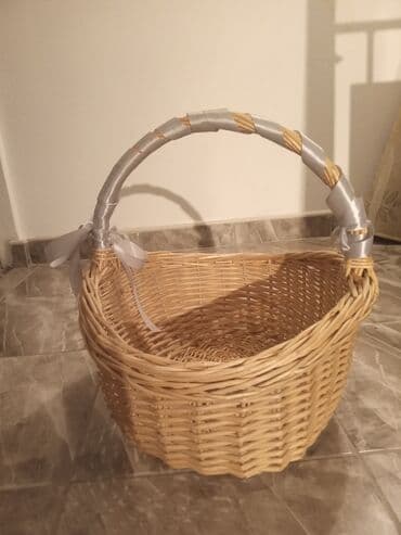 staklene posude za odlaganje hrane: Pletena korpa sa ručkom - Materijal: prirodni pletar (vrbove/prućane — 1
