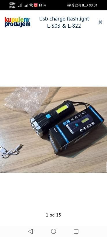 Višenamenska USB punjiva baterijska lampa sa modelima L-S03 i L-822