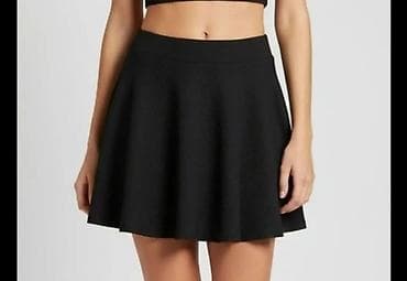 Muška obuća: Crna mini suknja A-kroja - Klasičan, visoki struk sa udobnim pojasom — 1