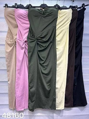 parka s: Elegantna midi haljina bez bretela sa seksi prorezom - Kroj: uska — 3