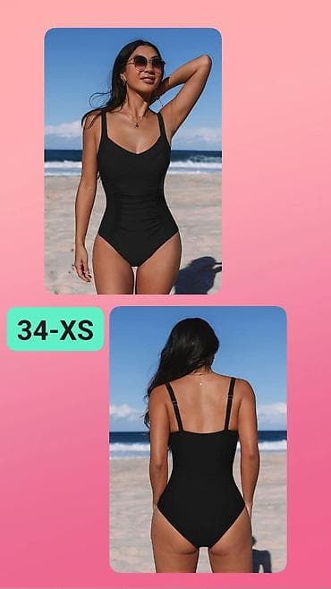 gel stikeri za nokte: Jednodelni kupaći kostim – crni - Veličina: 34 – XS (naznačeno na — 1