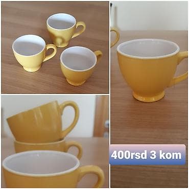 solje za caj sa filterom: Set od 3 žute šoljice za kafu/čaj. - Materijal: keramika/porcelan - — 1