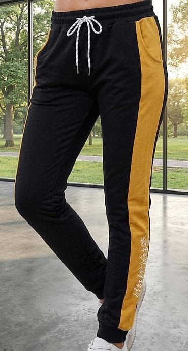 joop trenerka: Ženske trenerke pantalone – crne sa žutim bočnim panelima - Dizajn — 1