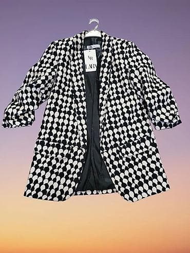 hm sakoi: Ženski blazer sa printom – crno-beli Univerzalna vel - Model: dugi — 1