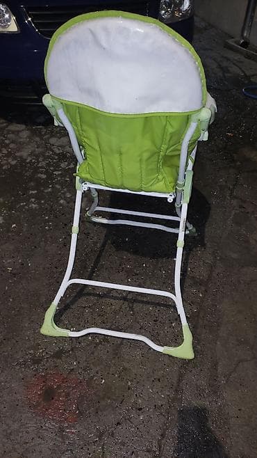polovne ugaone garniture beograd: Visoka stolica za hranjenje bebe/decu - Boja: zelena/bela sa printom — 6