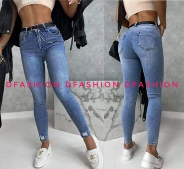 pantalone od lana: ️️️ hit farmerke sa elastinom + kais i lanac po super ceni - 2500 din — 2