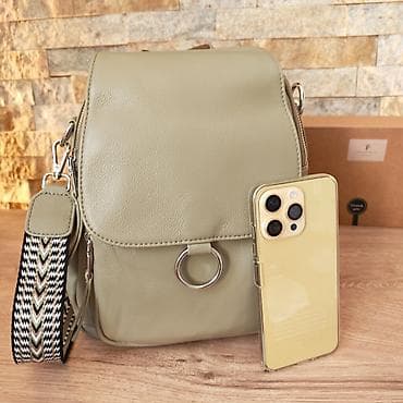 privezak ljubav vera nada: Ženski ruksak/torba – boja sage green - Materijal: premium koža u — 8