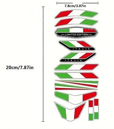 kompresor sa dve glave: Ukrasni set nalepnica – Italijanska zastava (trikolore) za moto/auto — 2
