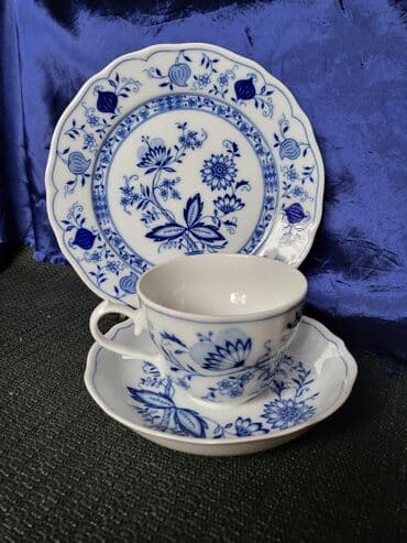 solje za caj: Set 1940g+ Tirschenreuth porcelan,pravi kobalt Bavaria. Set je — 2