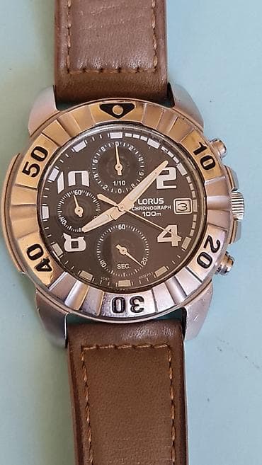 bež boja: Lorus muški hronograf – 100 m - Model: Lorus Chronograph (mehanizam — 1