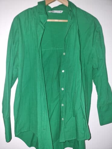 crop top c a: Zara, S (EU 36), Cotton, Single-colored, color - Green — 2
