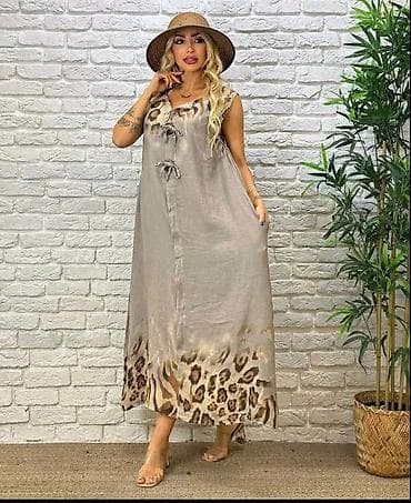 maxi haljina: Letnja maxi haljina bez rukava sa animal print detaljima - Kroj — 7