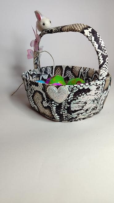 Rasveta: Uskršnja korpica sa ručkom – dezen imitacije zmijske kože, ručni rad — 2