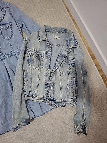 bershka kompleti: Denim komplet: haljina + jakna - Haljina od svetloplavog teksasa — 3