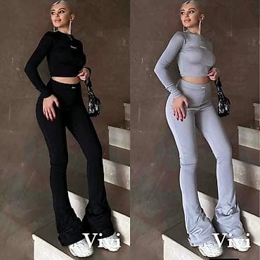 lanac za naocare: Dvoset ženske trenerke – crop top + zvonaste helanke - Model: „New“ — 1