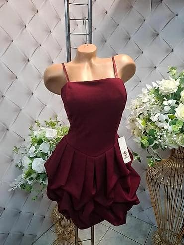 ugg sandale cena: Koktel mini haljina sa naramenicama – drapirani balon kroj - Silueta — 5