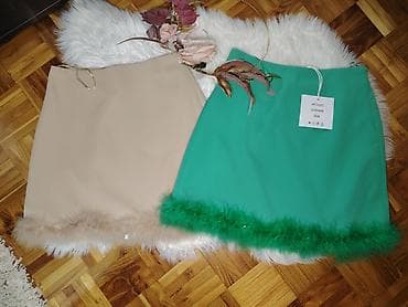 sandale turska obuca perla: Mini suknje sa perjem na porubu - Model: ravni kroj, visoki struk — 2