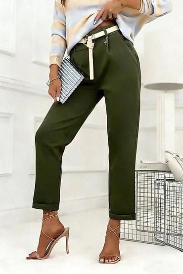 perike za kosu: Ženske chino pantalone sa kaišem - Kroj: ravne nogavice sa mogućnošću — 5