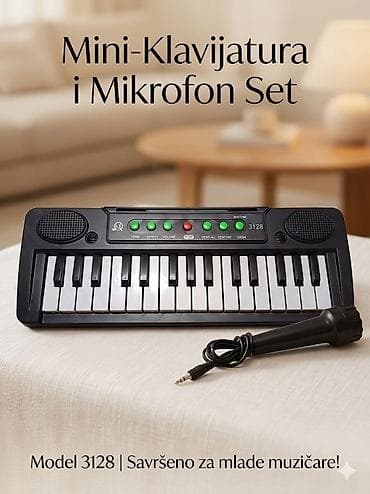 skakac za bebe: Mini-klavijatura i mikrofon set – Model 3128 Kompaktan set idealan za — 1