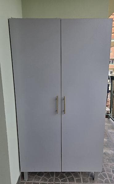 ormari forma ideale cene: 2 Siva dvokrilna ormana sa policama - Materijal: pločasti materijal — 1