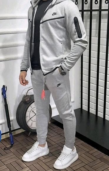 trenerke jordan: Komplet, 2XL, L, XL, Nike, bоја - Siva, Pamuk — 1