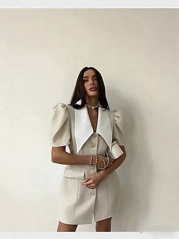 Mini haljina/blejzer-kroj sa kratkim puf rukavima i kontrastnim