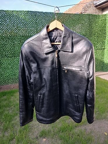 kvl jakne: Muška kožna jakna, crna, veličina 50 - Materijal: prirodna koža — 1