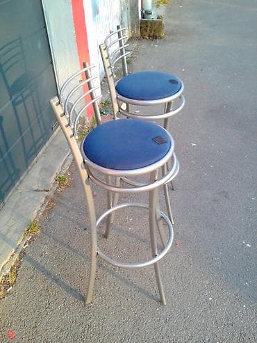 Baštenski nameštaj: Šank - barske stolice BLUE SILVER METALNE barske stolice SA NASLONOM — 4