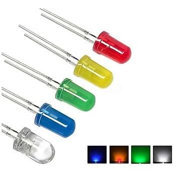 LED dioda 5 mm – žuta (amber) - Tip: krozotvorna LED (THT), okruglo